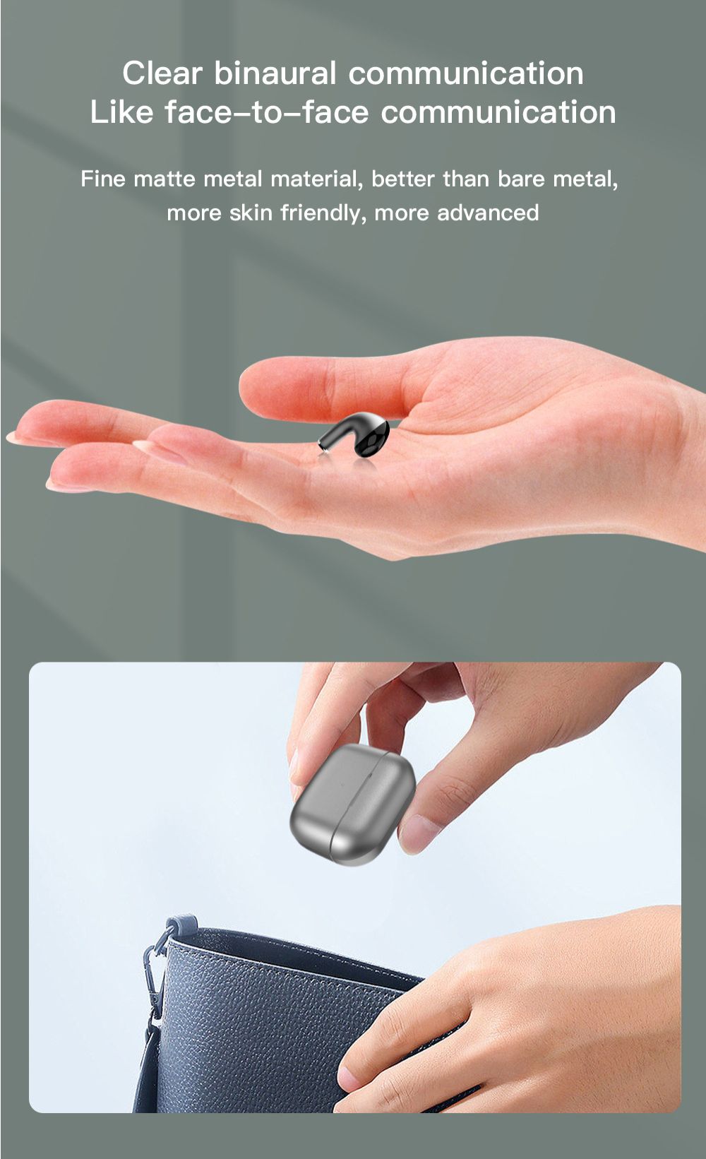 Aloking New K58 Wireless Bluetooth Headset Binaural Game With High Sound Quality And No Delay Steel Metal Wireless Earphones Bluetooth Headphone In-ear Earpod Earphones With Microphone For IOS/Android