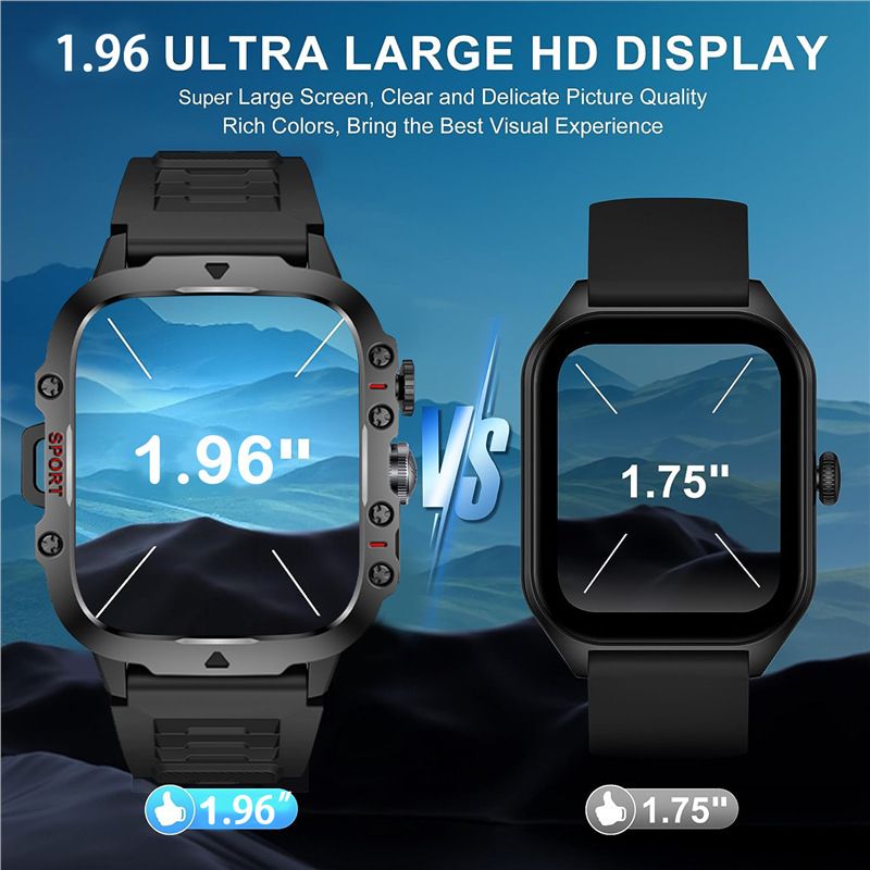 LIGE NEW QX11 Blurooth call Smart Watch Men Women 420mAh Large Battery 1.96 inch HD screen 3ATM Waterproof SOS Phone Call Outdoor Sports Smart Watch Heart Rate Sleep Monitoring Smartwatch For Men