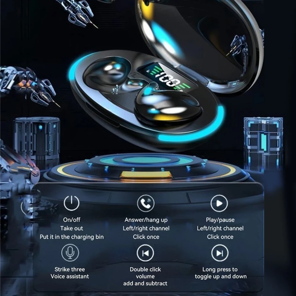 Aloking Original X55 Earbuds Wireless Sleep Earphone TWS Noise Reduction Invisible Earphone Sleeping Headset Bluetooth Sport Headphones Earbuds X55 Sleeping Airpod Mini Super Bass Sound Earpods Earbud