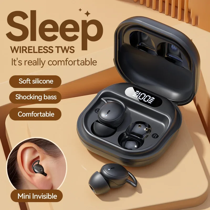 Aloking Wireless Sleep Invisible Earbuds Bluetooth 5.4 Gaming Sport Headphones HiFi Stereo Bass Sound Music Headphones TWS Earphones Mini Wireless Earphones Noise Cancelling Bluetooth Earpods AirPods