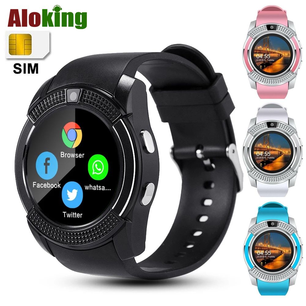V8 Smart Watch With SIM Card Port PK DZ09 A1 Smart Watch For Men/Women Phone Watch Waterproof Smartwatch Touch Screen Woman Wrist Watch with Camera SIM Card Slot Kids Smart Watch Sports Watch