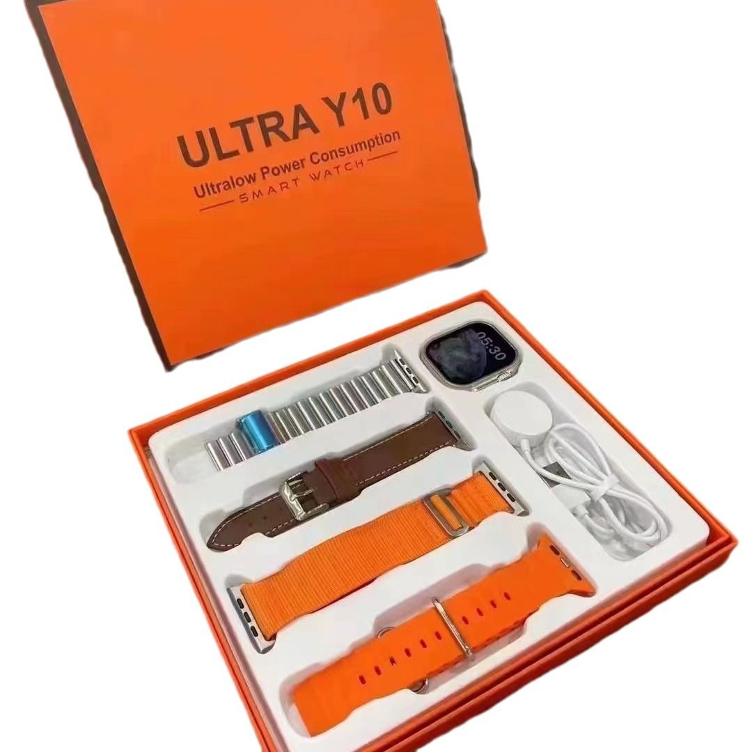 Y10 Ultra Smart Watch Set With 4 Straps T900 Ultra Series 8 Smart Watch For Men Heart Rate Monitor Bluetooth Call Multifunction Sport Smartwatches For IOS Android Wireless Charging Women Smart Watch