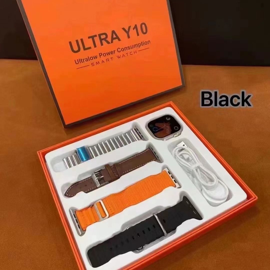 Y10 Ultra Smart Watch Set With 4 Straps T900 Ultra Series 8 Smart Watch For Men Heart Rate Monitor Bluetooth Call Multifunction Sport Smartwatches For IOS Android Wireless Charging Women Smart Watch
