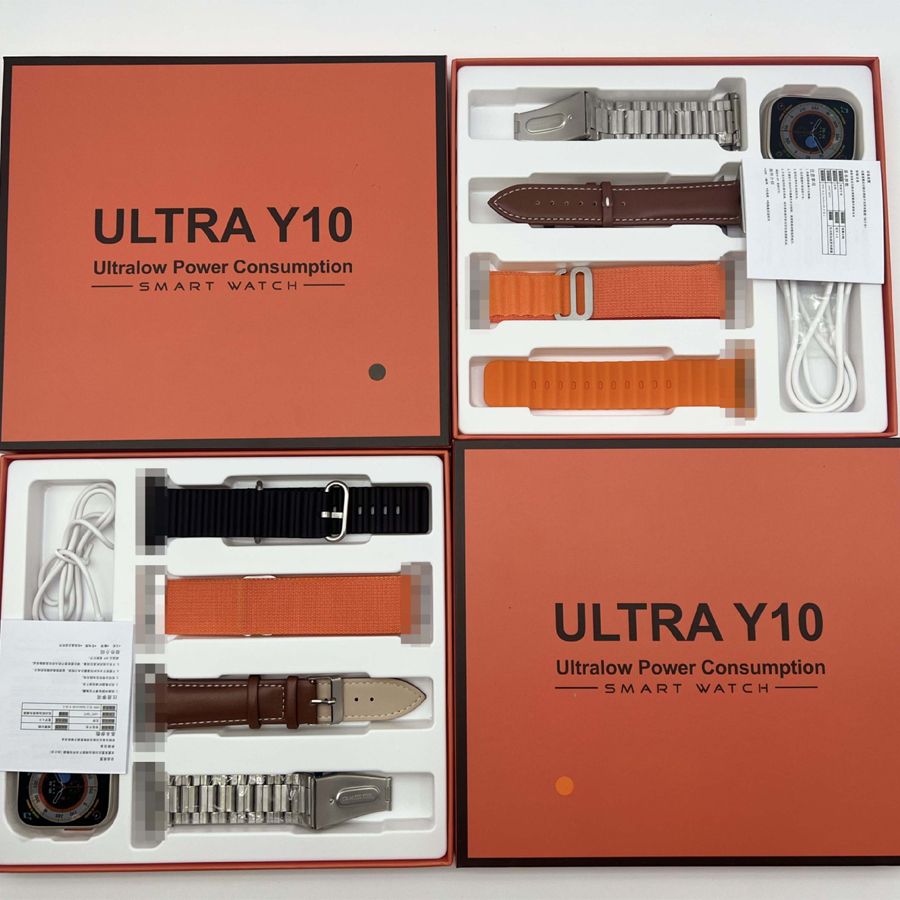 Y10 Ultra Smart Watch Set With 4 Straps T900 Ultra Series 8 Smart Watch For Men Heart Rate Monitor Bluetooth Call Multifunction Sport Smartwatches For IOS Android Wireless Charging Women Smart Watch
