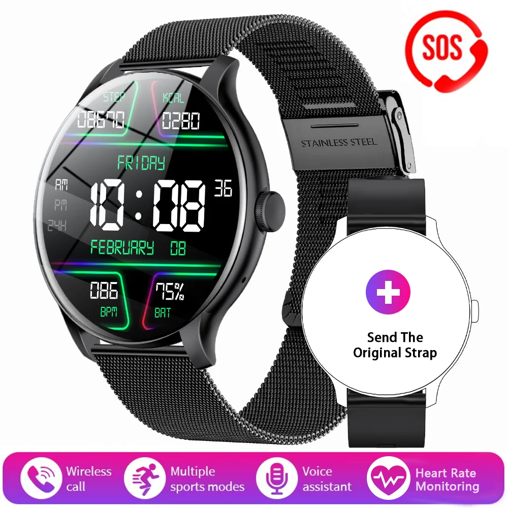 LXASFIT GT2 Men's Smart Watch Fitness Tracker Sports Smartwatch Bracelet Heart Rate Monitor Bluetooth Smartwatch For Men Wrist Ladies Watch Women Smart Watch Kids Smartwatch Steel Smart Watch 2 Straps