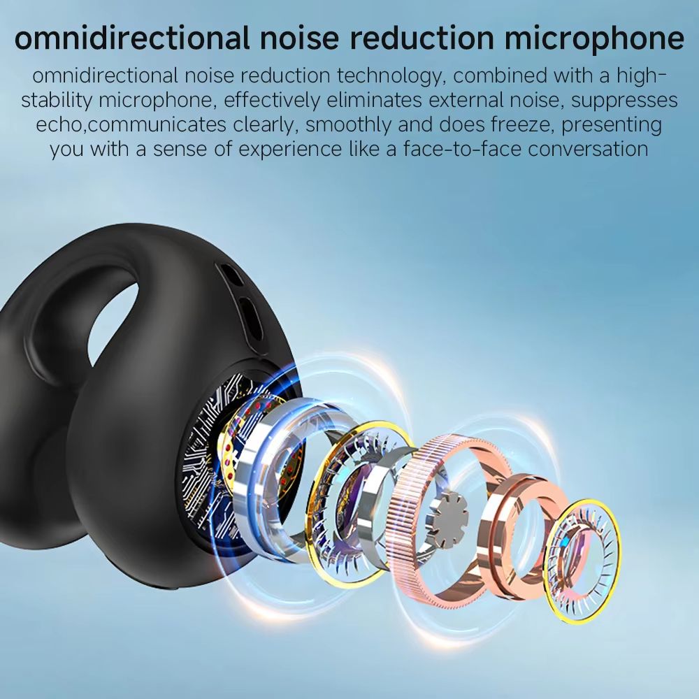 Aloking TWS Wireless Bluetooth Earphone Clip On Ear Sports Earbuds HIFI Stereo Sound Earpods Bluetooth Painless Headset Not in Ear Wireless Earphone Original Bluetooth Earpods Wireless Earphones