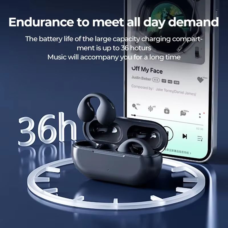 Aloking TWS Wireless Bluetooth Earphone Clip On Ear Sports Earbuds HIFI Stereo Sound Earpods Bluetooth Painless Headset Not in Ear Wireless Earphone Original Bluetooth Earpods Wireless Earphones
