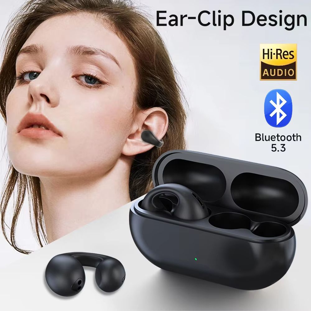 Aloking TWS Wireless Bluetooth Earphone Clip On Ear Sports Earbuds HIFI Stereo Sound Earpods Bluetooth Painless Headset Not in Ear Wireless Earphone Original Bluetooth Earpods Wireless Earphones