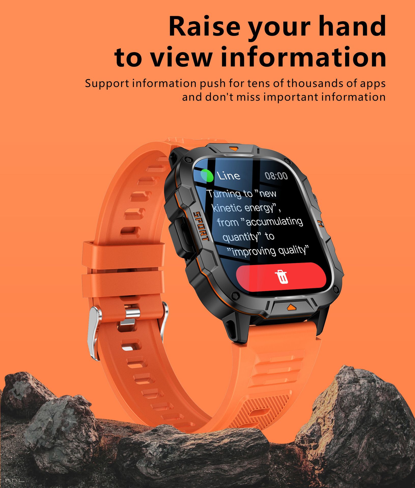 QX12 New Smart Watch Multi-functional Bluetooth Call Waterproof Pedometer Sports Men's Watch Rugged Military Sports Smart Watch For Men Heart Rate Monitor Outdoor Smart Watch With LED Flashlight SOS