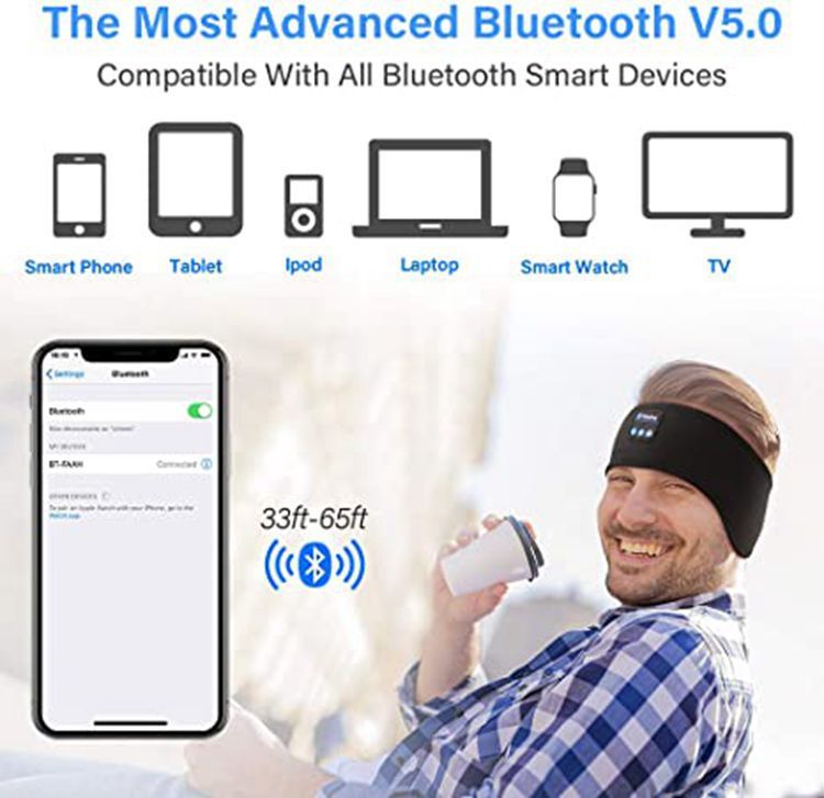 Fone Bluetooth Earphones Sports Sleeping Headband Elastic Wireless Headphones Music Eye Mask Wireless Bluetooth Headset Headband