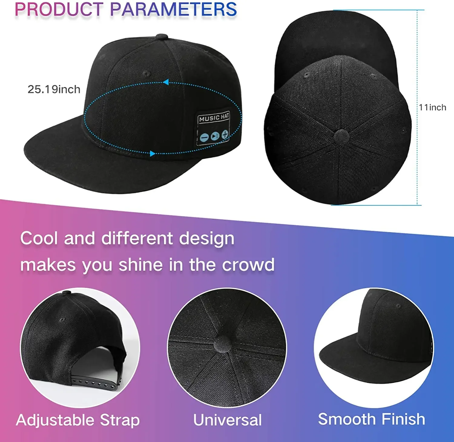 Hat with Bluetooth Speaker Headphones Wireless Smart Music Baseball Cap Earphone for Outdoor Sports Gift Microphone Headset New