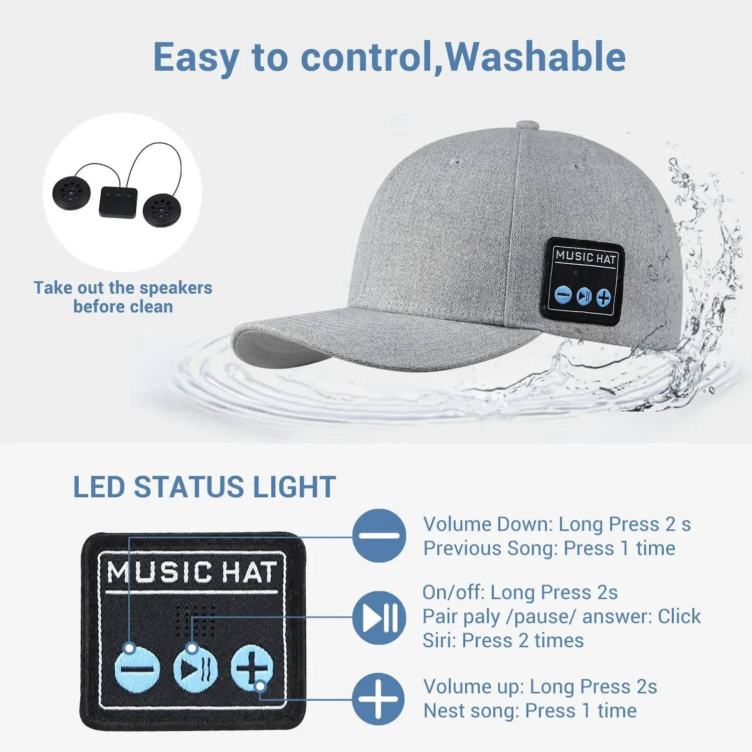 Hat with Bluetooth Speaker Headphones Wireless Smart Music Baseball Cap Earphone for Outdoor Sports Gift Microphone Headset New