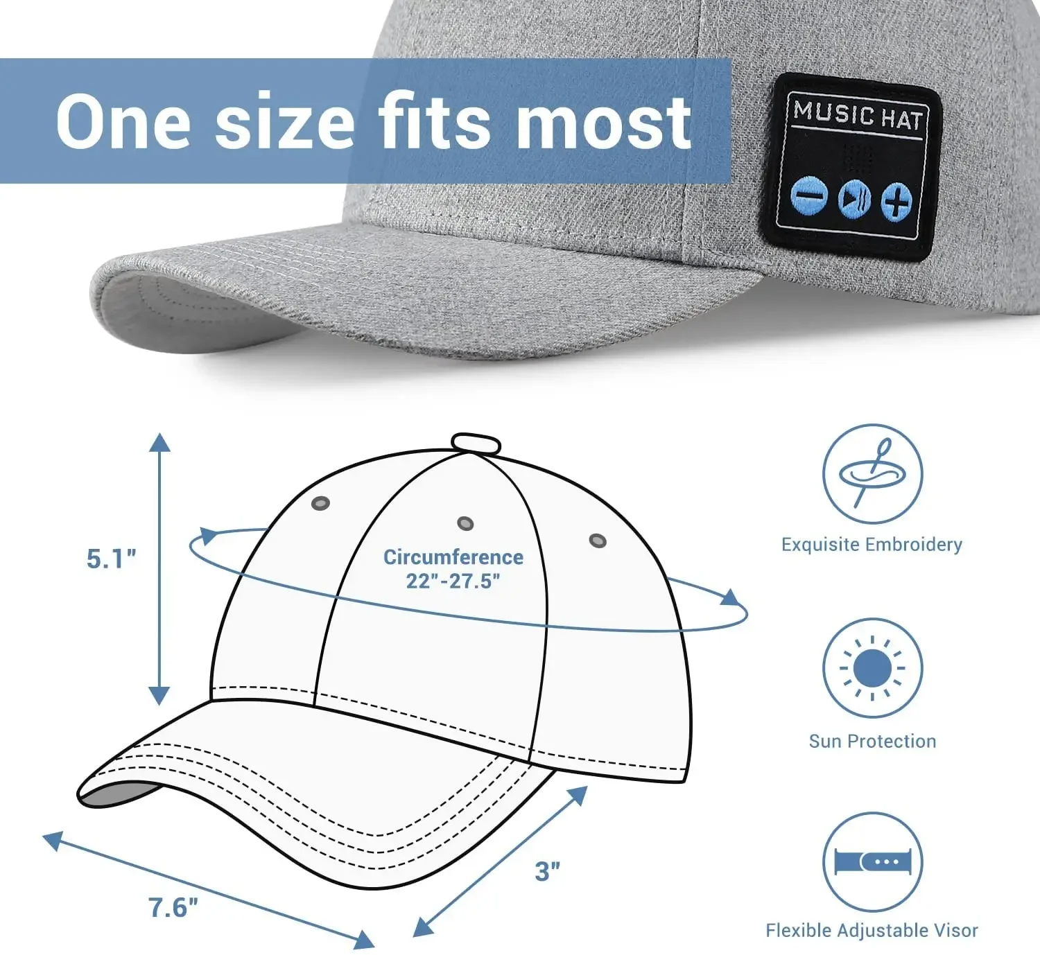 Hat with Bluetooth Speaker Headphones Wireless Smart Music Baseball Cap Earphone for Outdoor Sports Gift Microphone Headset New