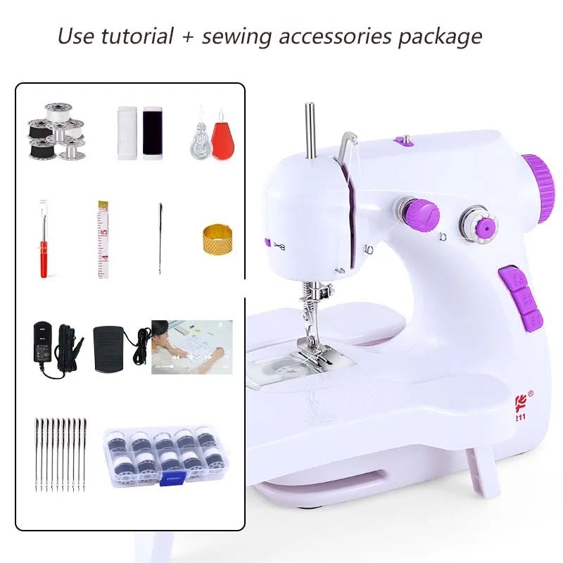 Household Sewing Machine Multifunctional Automatic Thread Winding Sewing Machines Electric Small Portable Mini Desktop Straight Line Cutter Automatic Winding Mending Mini Household Items