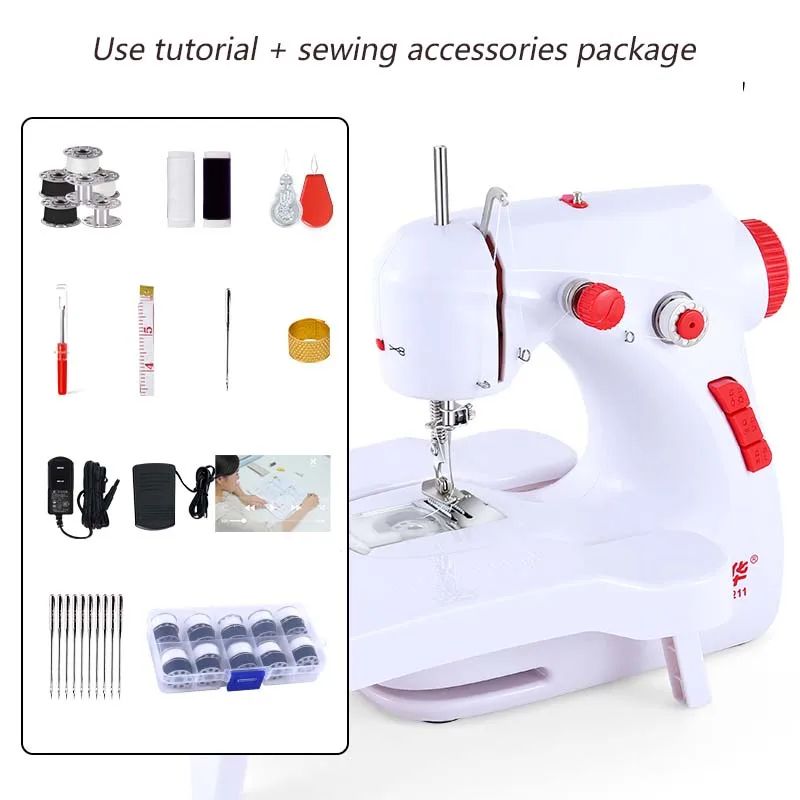 Household Sewing Machine Multifunctional Automatic Thread Winding Sewing Machines Electric Small Portable Mini Desktop Straight Line Cutter Automatic Winding Mending Mini Household Items