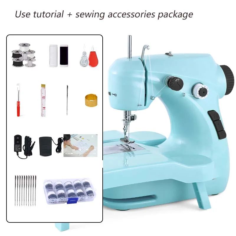 Household Sewing Machine Multifunctional Automatic Thread Winding Sewing Machines Electric Small Portable Mini Desktop Straight Line Cutter Automatic Winding Mending Mini Household Items