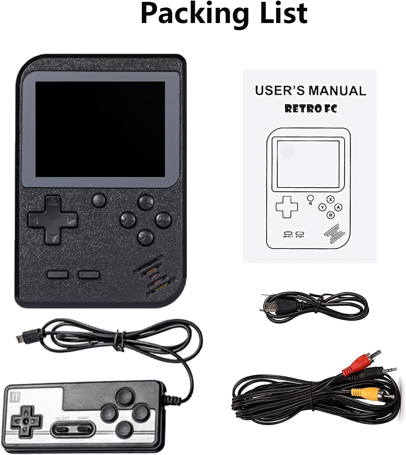 Handheld Games Console Portable Mini Retro Game Console with 500 Classical FC Games Support for Connecting TV & Two Players, 3 -Inches Screen 1020mAh Rechargeable Battery, Gift for Kids Adult