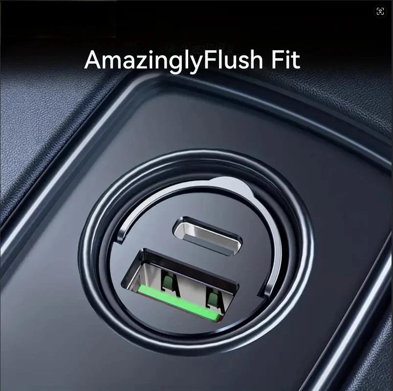 66w Car Charger Super Fast Charger Metal One Tow Two Car ChargerFlash Charger Mini Pull Ring New Pd Car Charger Car Electronic