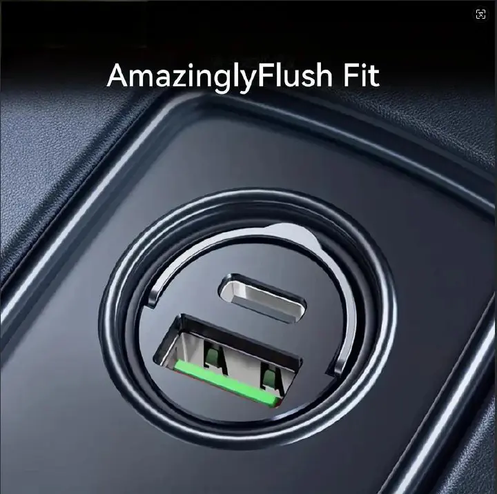 66w Car Charger Super Fast Charger Metal One Tow Two Car ChargerFlash Charger Mini Pull Ring New Pd Car Charger Car Electronic
