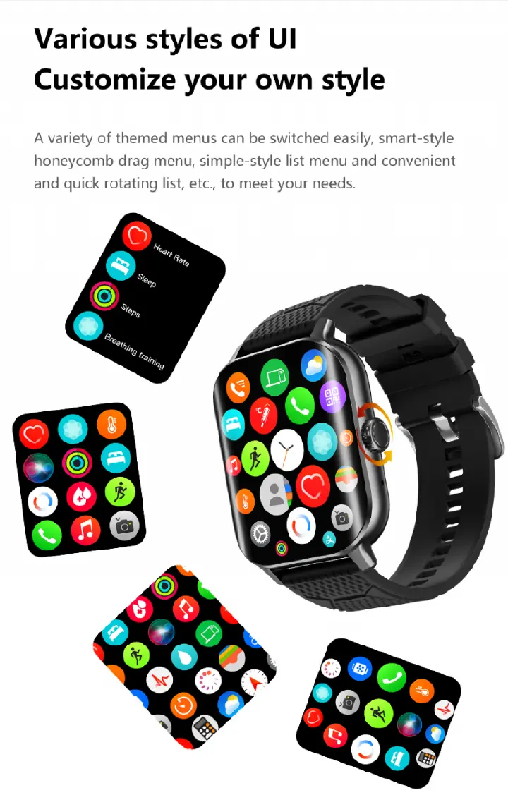Smartwatches F12 2.02" Smart Watches Sport Touch Curved Screen Blood Glucose Heart Rate Blood Pressure Monitoring Bluetooth Talking Smartwatch Men Women for ANDROID