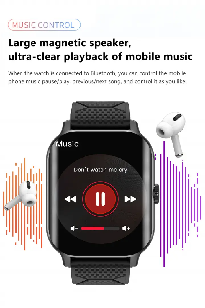 Smartwatches F12 2.02" Smart Watches Sport Touch Curved Screen Blood Glucose Heart Rate Blood Pressure Monitoring Bluetooth Talking Smartwatch Men Women for ANDROID