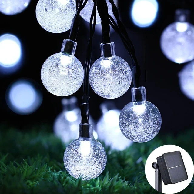 Solar Crystal Globe LED String Lights 60 LED 8 Lighting Modes IP65 Fairy Light Christmas Garland For Garden Party Decor 1pc Solar String Lights Outdoor