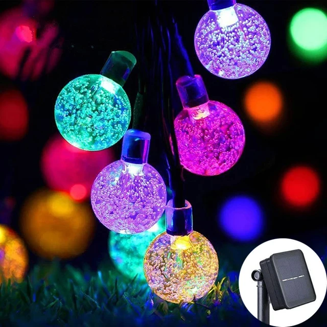Solar Crystal Globe LED String Lights 60 LED 8 Lighting Modes IP65 Fairy Light Christmas Garland For Garden Party Decor 1pc Solar String Lights Outdoor