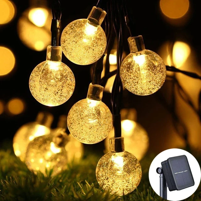 Solar Crystal Globe LED String Lights 60 LED 8 Lighting Modes IP65 Fairy Light Christmas Garland For Garden Party Decor 1pc Solar String Lights Outdoor