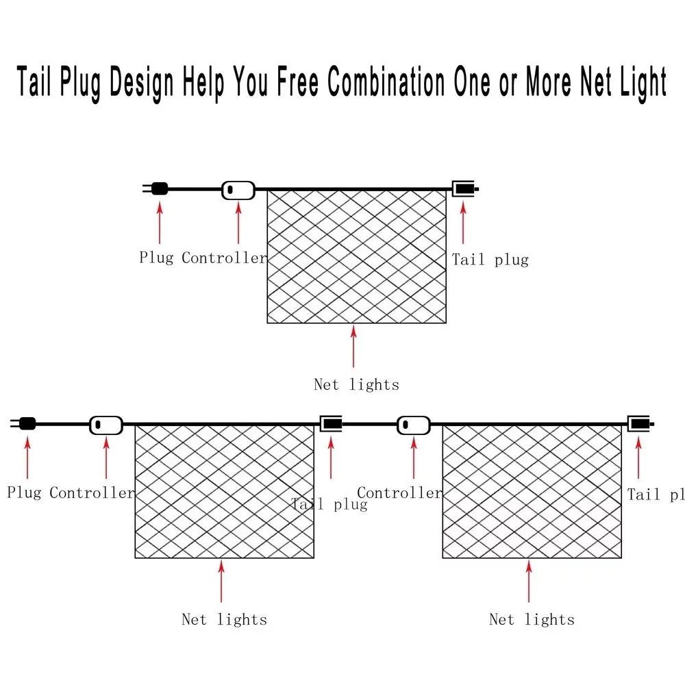 LED Net Mesh Fairy String Light Garland Window Curtain Christmas Fairy Light Wedding Party Garland Light
