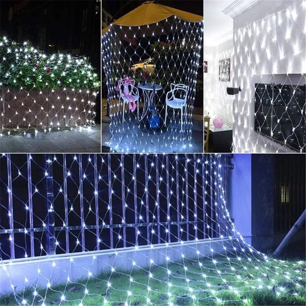 LED Net Mesh Fairy String Light Garland Window Curtain Christmas Fairy Light Wedding Party Garland Light