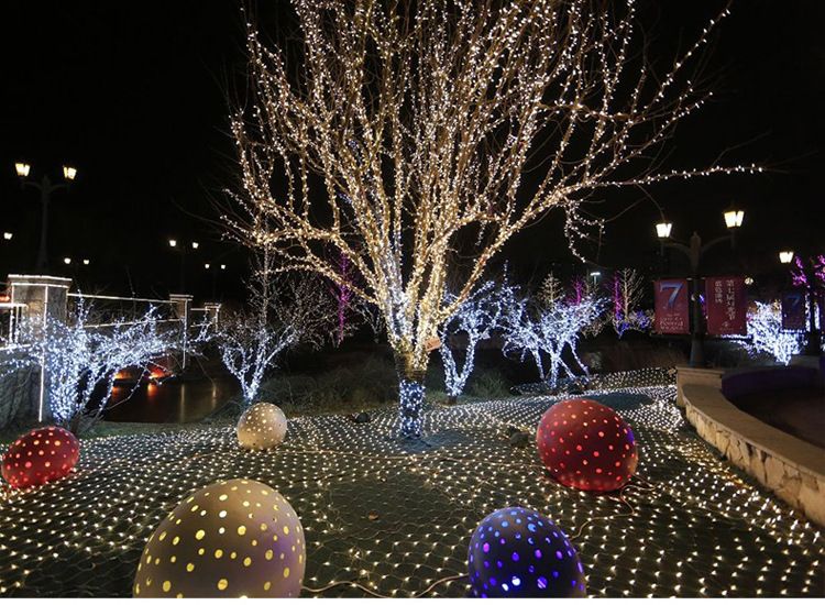 LED Net Mesh Fairy String Light Garland Window Curtain Christmas Fairy Light Wedding Party Garland Light
