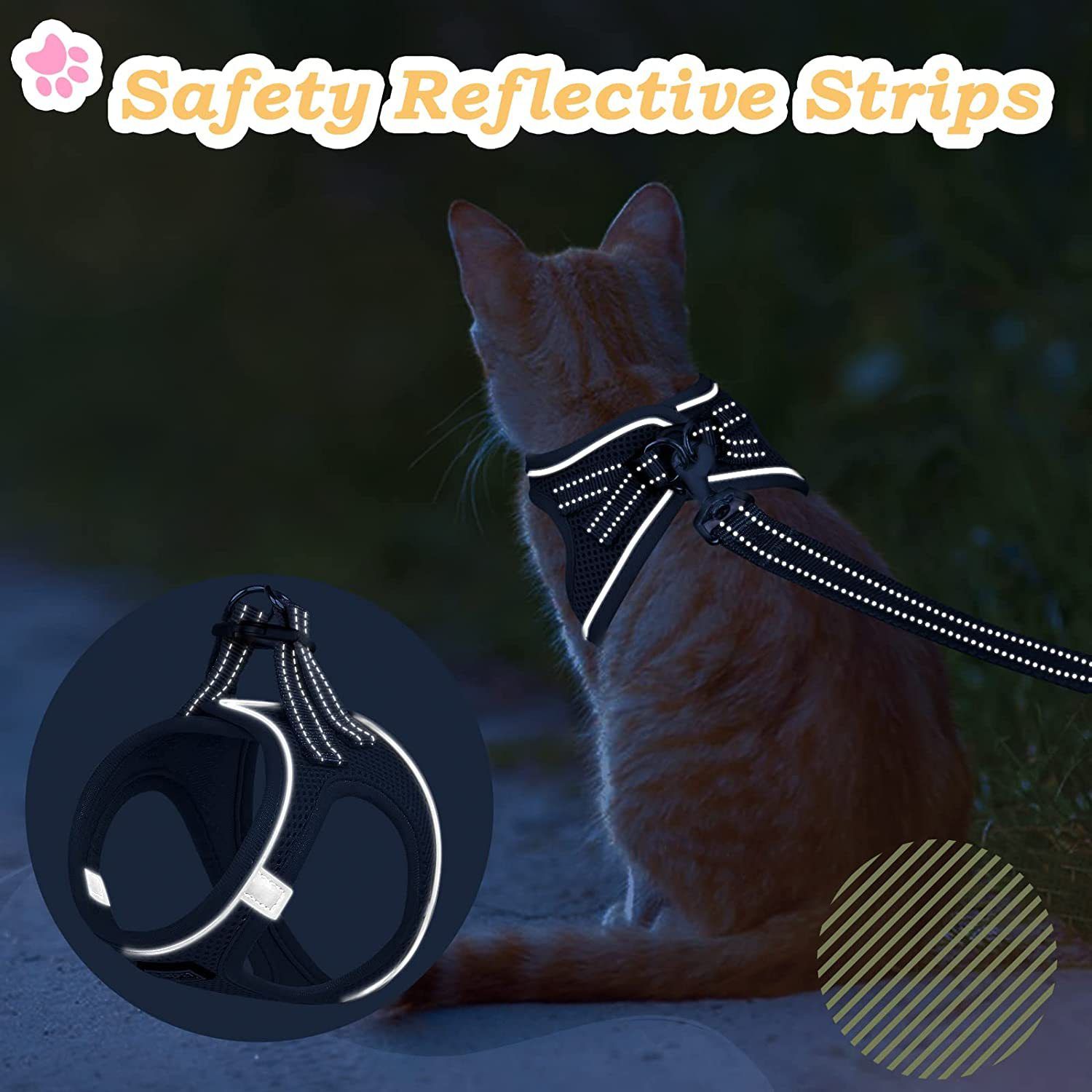 Step-in Dog Harness and Leash Set, Soft Mesh No-Chock Reflective Breathable Easy Walk Lightweight Vest Harnesses with Safety Buckle for Small Medium Dogs, Cats, Puppies XS/S/M/L/XL