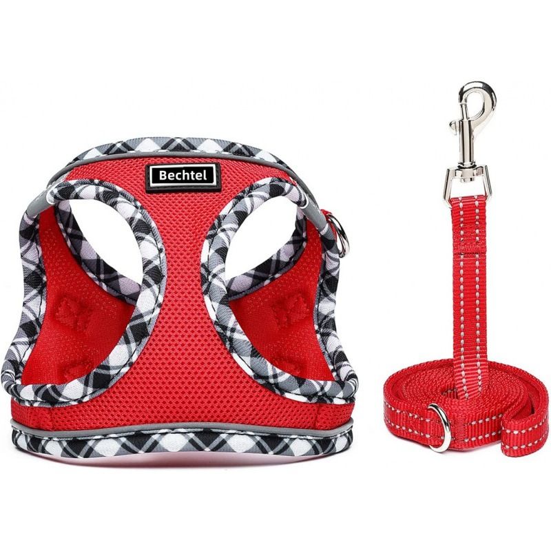Step-in Dog Harness and Leash Set, Soft Mesh No-Chock Reflective Breathable Easy Walk Lightweight Vest Harnesses with Safety Buckle for Small Medium Dogs, Cats, Puppies XS/S/M/L/XL