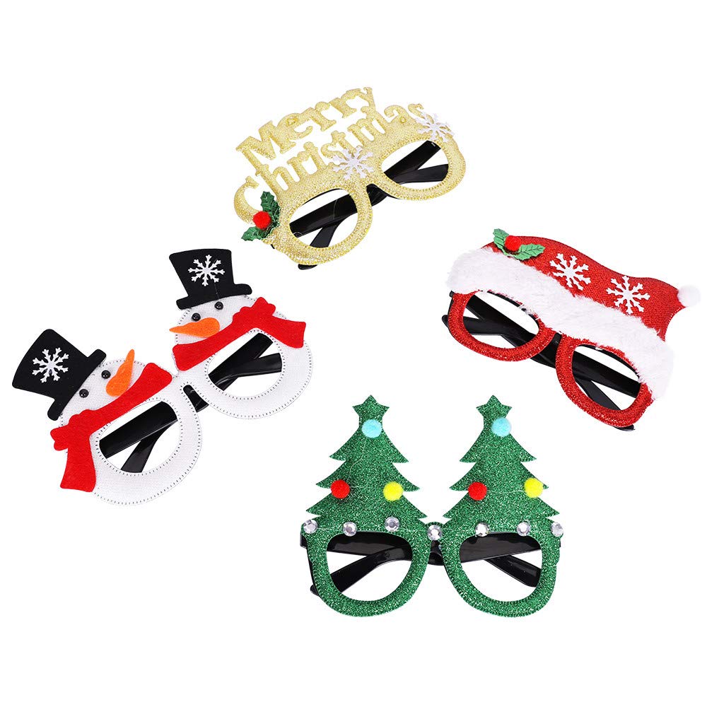 12Pcs Christmas Glasses Glitter Holiday Party Glasses Frames Christmas Decoration Accessories Costume Eyeglasses for Christmas Parties Holiday Favors (One Size Fits All)