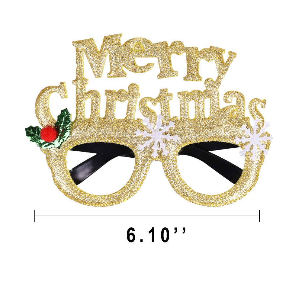 12Pcs Christmas Glasses Glitter Holiday Party Glasses Frames Christmas Decoration Accessories Costume Eyeglasses for Christmas Parties Holiday Favors (One Size Fits All)