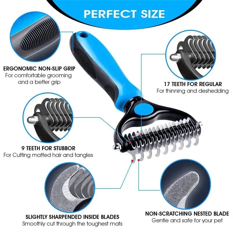 Dog Brush Pet Hair Remover Cat Comb For Cats Dogs Long Hair Short Hair Pet Grooming Care Brush Remove Undercoat Dog Cat Professiona Accessories