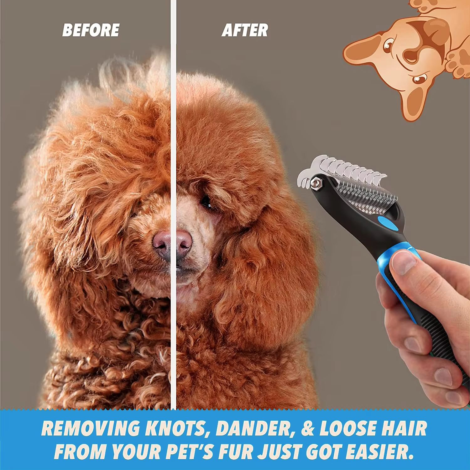Dog Brush Pet Hair Remover Cat Comb For Cats Dogs Long Hair Short Hair Pet Grooming Care Brush Remove Undercoat Dog Cat Professiona Accessories