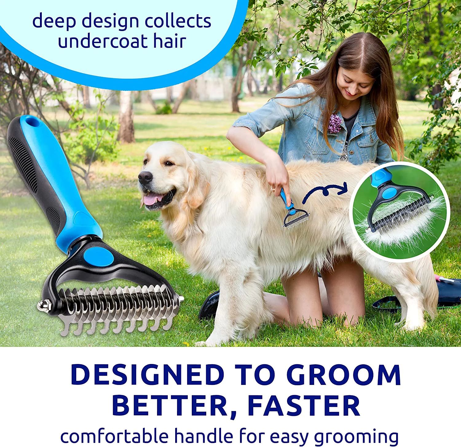 Dog Brush Pet Hair Remover Cat Comb For Cats Dogs Long Hair Short Hair Pet Grooming Care Brush Remove Undercoat Dog Cat Professiona Accessories