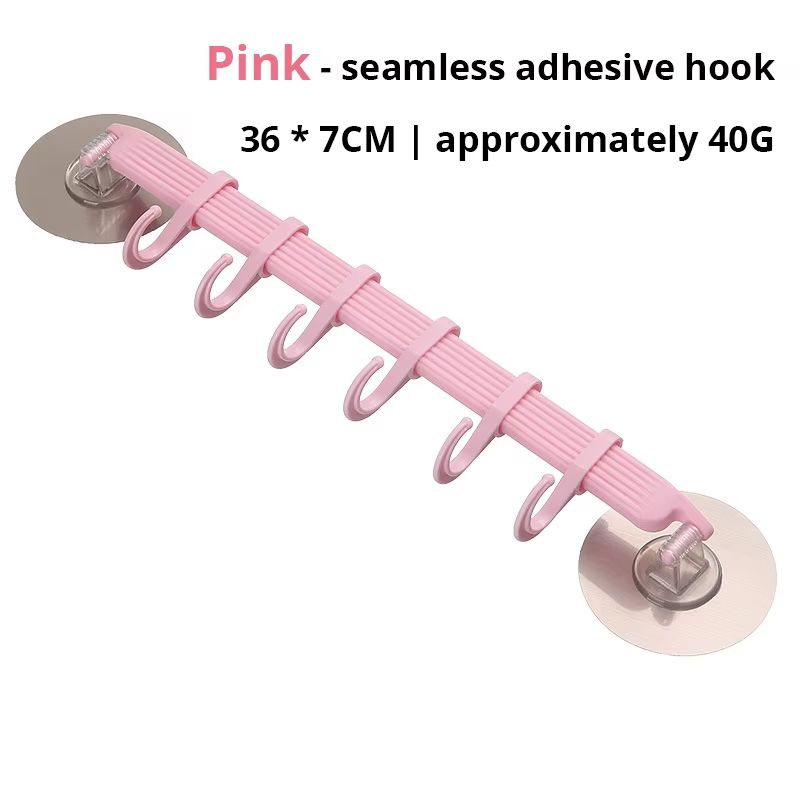 1pc Blue/White/Pink Suction Cup Type Hook 6 Rows for Kitchen Bathroom Corner Suspension Without Marks Hanger Hook
