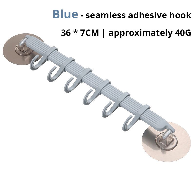 1pc Blue/White/Pink Suction Cup Type Hook 6 Rows for Kitchen Bathroom Corner Suspension Without Marks Hanger Hook