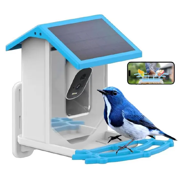 Smart Bird Feeder with Camera 1080P HD Camera Solar Panel Low Power Night Vision IPX6 Waterproof 4G or WIFI Connect