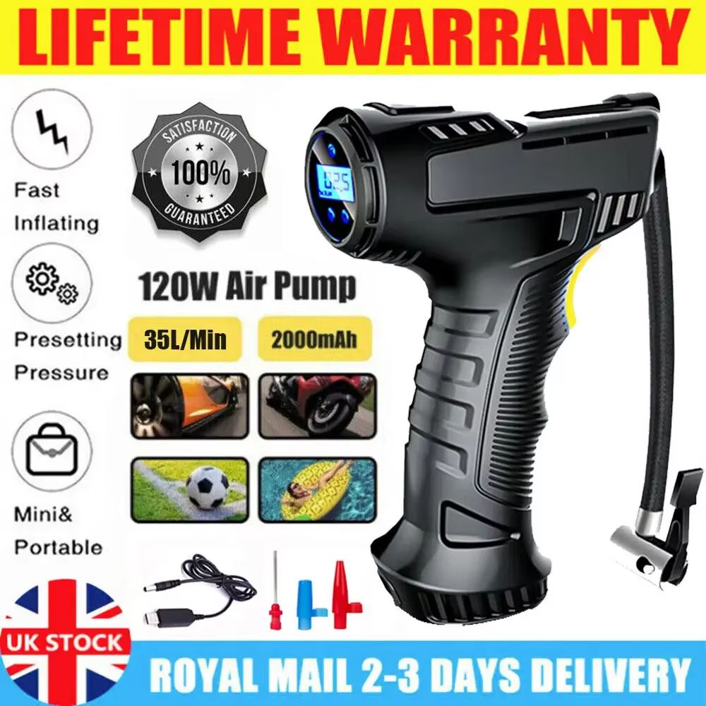 120W Digital Car Tyre Inflator Car Air Pump Wireless Car Tyre Inflator Portable Air Compressor with LED Lights for Tyres