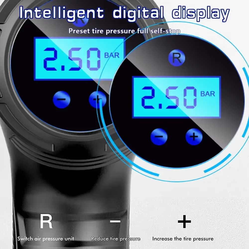 120W Digital Car Tyre Inflator Car Air Pump Wireless Car Tyre Inflator Portable Air Compressor with LED Lights for Tyres