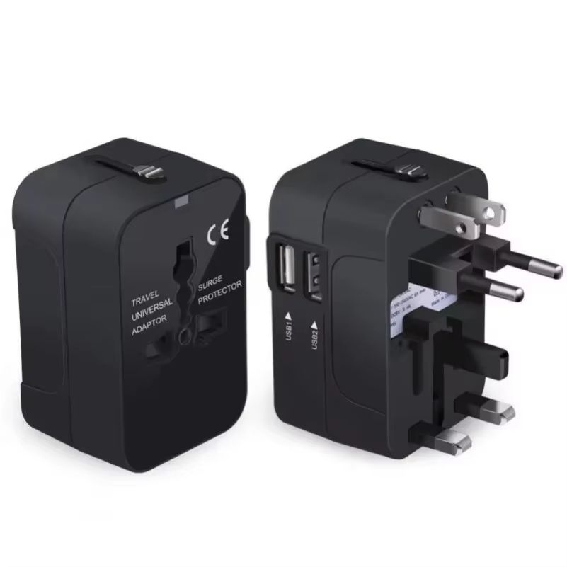 Foldable All-in-One Universal Travel Adapter EU UK US AU Power Charger Adapter Outlet Converter Socket with Dual USB 2.1a Port