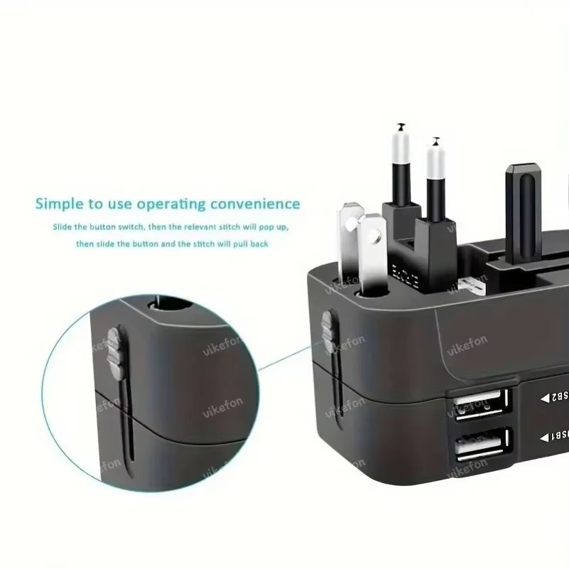 Foldable All-in-One Universal Travel Adapter EU UK US AU Power Charger Adapter Outlet Converter Socket with Dual USB 2.1a Port