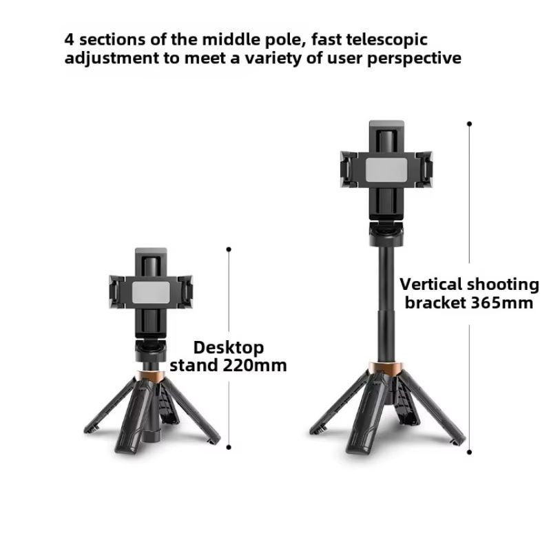 2025 Mini Selfie Stick Tripod 3in1 Phone Stand with Detachable Remote Portable Travel Selfie Stick Tripod Anti-Shake Phone Bracket