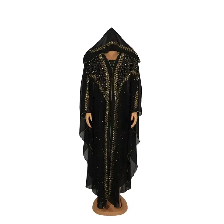 Luxury African Dresses for Women New African Clothing Dashiki Diamond Abaya Dubai Robe Evening Long Muslim Dress Hood Cape