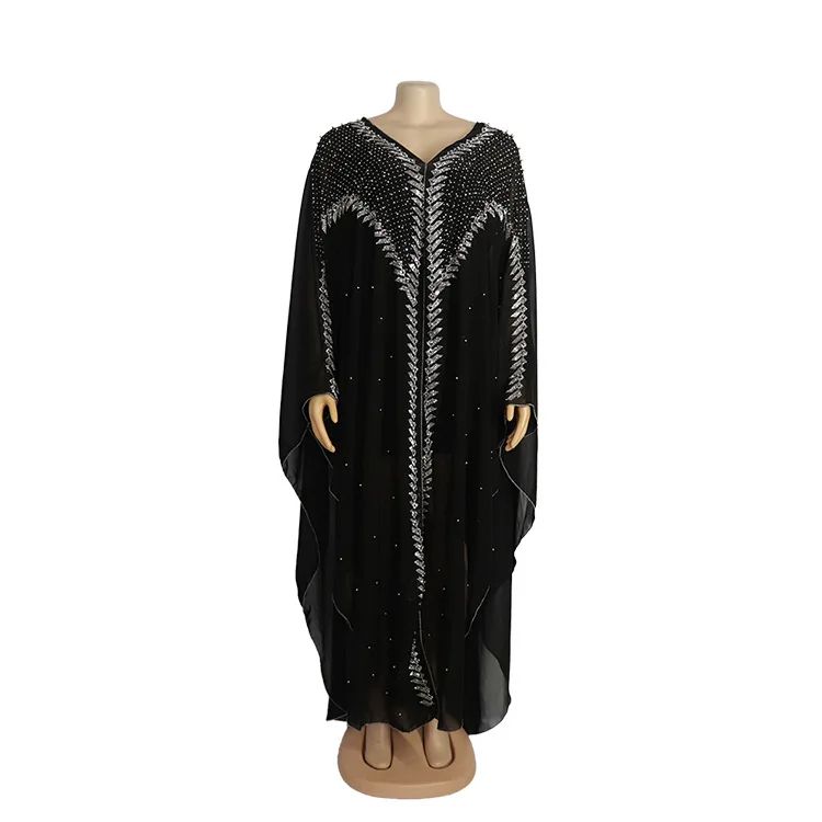 Luxury African Dresses for Women New African Clothing Dashiki Diamond Abaya Dubai Robe Evening Long Muslim Dress Hood Cape