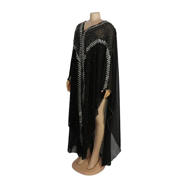 Luxury African Dresses for Women New African Clothing Dashiki Diamond Abaya Dubai Robe Evening Long Muslim Dress Hood Cape