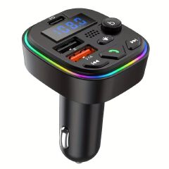 Car Bluetooth Audio Receiver with HD Mic Wireless FM Radio Kit Bluetooth 5.0 Car FM Transmitter Fast Colorful Charger And With Play MP3 Modulator Handsfree Ambient